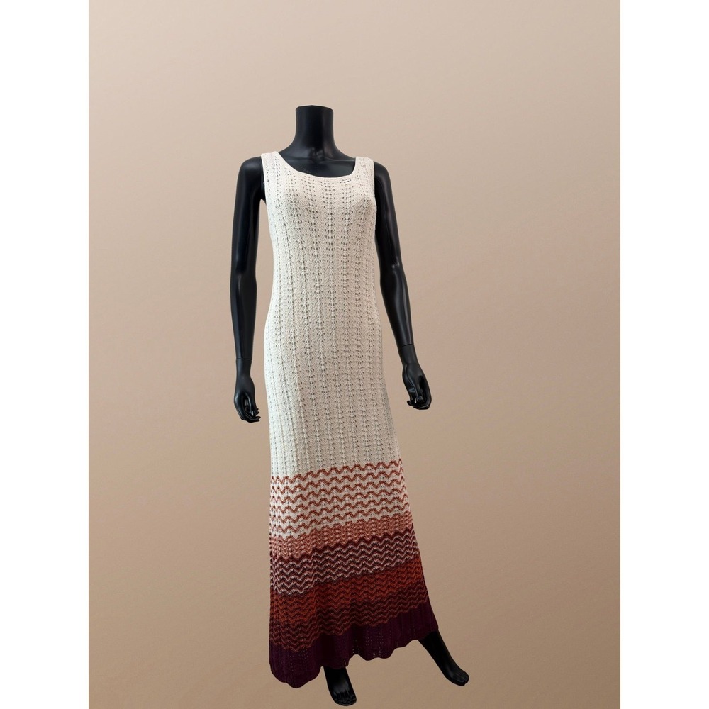 Lane Bryant Crochet Knit Maxi Dress 18 20 Plus Beige Ombre Boho - Picture 4 of 10